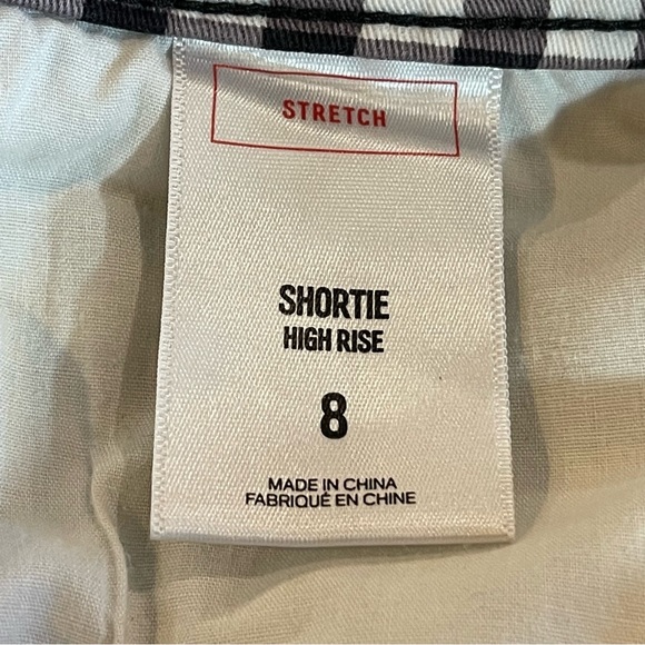 Express Black & White Gingham Check Stretch High Rise Shortie - Picture 8 of 11